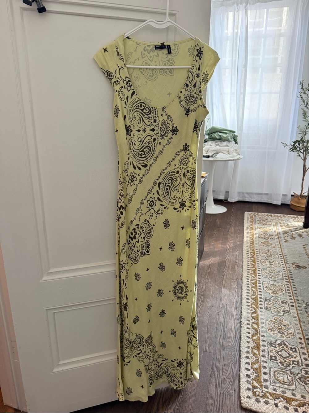 ASOS DESIGN scoop neck bias maxi dress in yellow bandana print Yellow & Black
